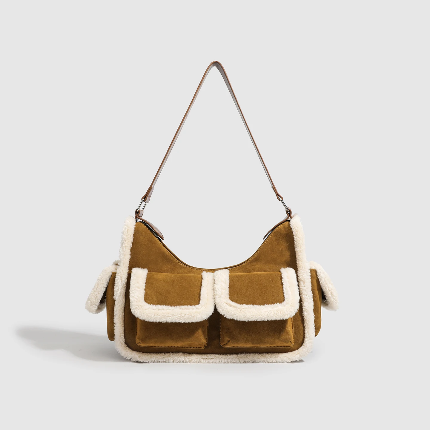 

Autumn and winter retro new Sle soft handle handbag imitation cashmere high-end women's commuter multi-pocket armpit shoulder ba