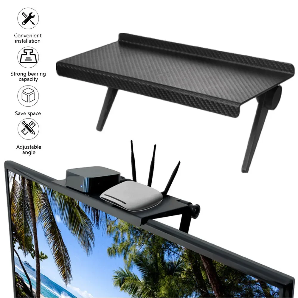 TV Screen Top Storage Shelf Adjustable Wireless Router Set-top Box Rack No Perforated Storage Bracket Tool Home Organizer