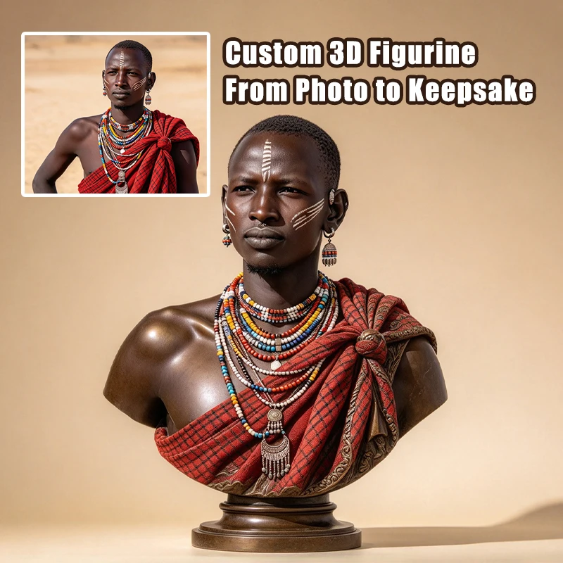 Personalized 3D Printed Figurine Custom from Photo, Human and Pet Portrait Statue, Unique Memorial Keepsake Gift for Family Pet