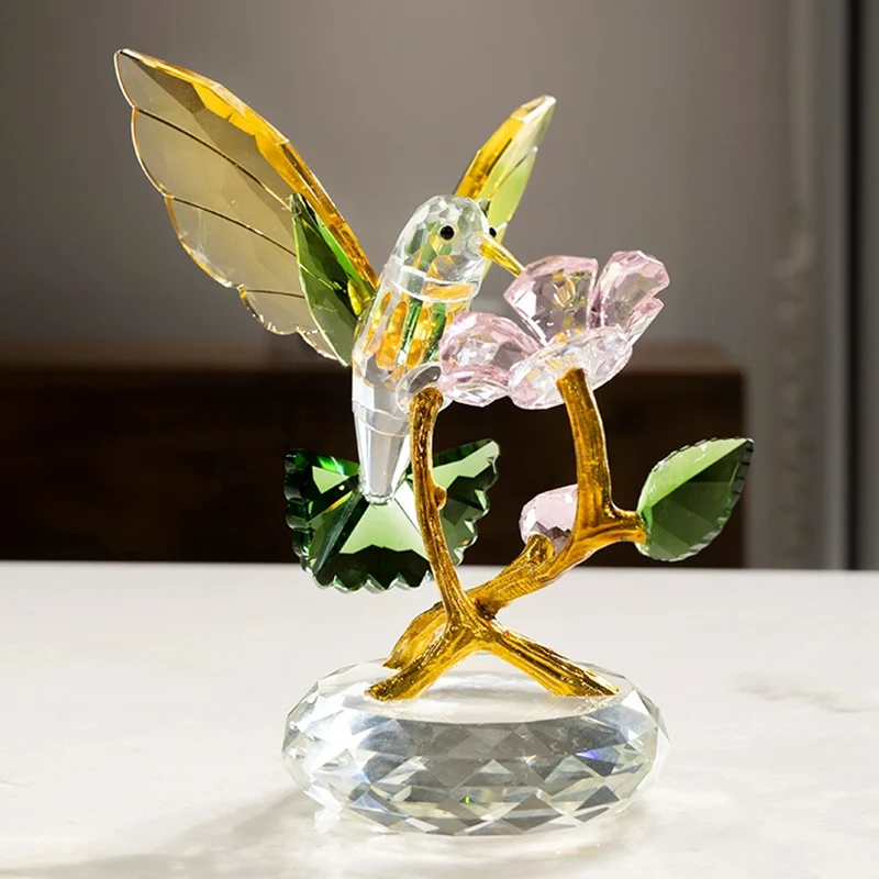 l*-Hummingbird Crystal Ornament, Luxury Crystal Artworks, Creative Crafts Living Room Desktop Decoration, Art Gifts