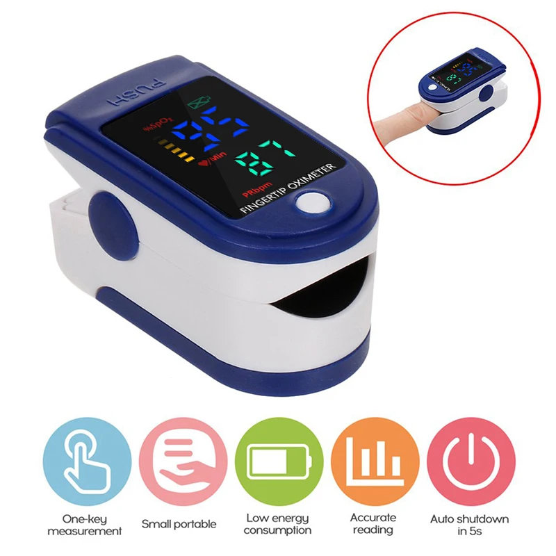 Pulse Oximeter Finger Clip Pulse Monitor Home Monitoring Pulse Oximeter Blood Oxygen Saturation Detector Clip Oxinometer Oxymetr