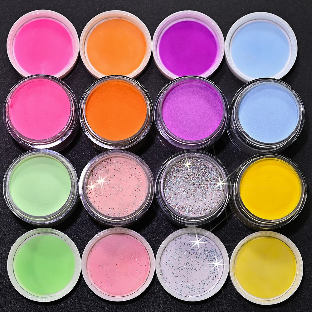 8 kit Iridescent Colors Acrylic Nail Powders Christmas 8-colors with Glitters 3-in-1 Acrylic Powder for Nail Extensions Manicure