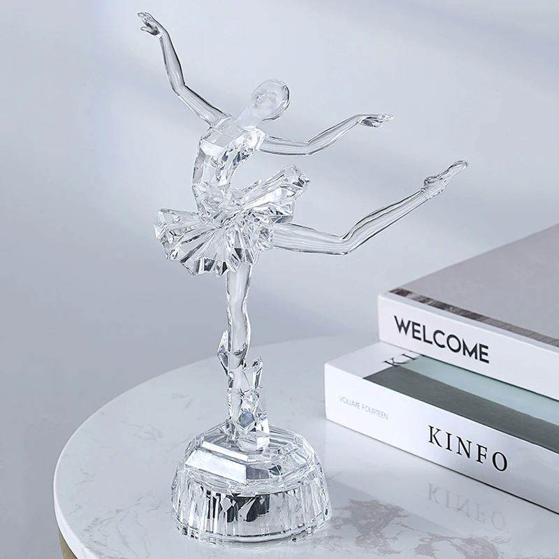 Ballet Girl Statues,Ballet Fairy Pose Ornament,Luminous Artwork Sculpture,Transparent Crafts Desktop Decoration,Luxury Art Gifts