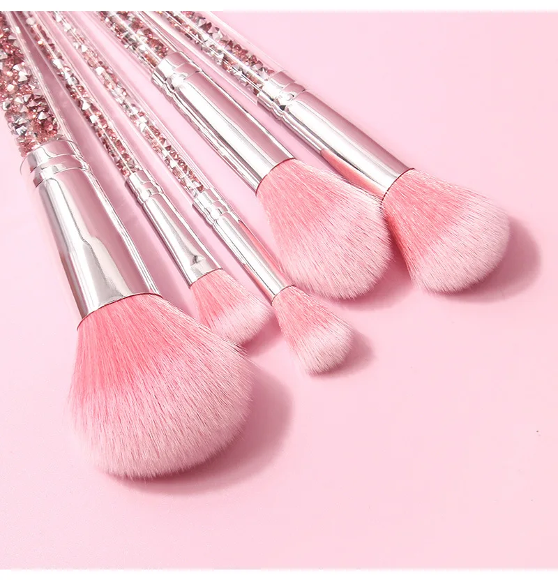 Set di pennelli per trucco scintillante da 5 pezzi, pennelli per fard e cipria, kit di pennelli cosmetici adatti ai viaggi per principianti, trucco tutto in uno
