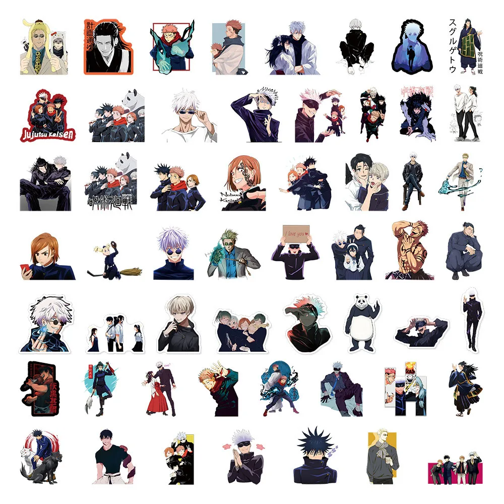 50pcs Jujutsu Kaisen Cartoon Mobile Phone Case Decorative Scooter Water Bottle Sticker Decoration Supplies For Kids Toy
