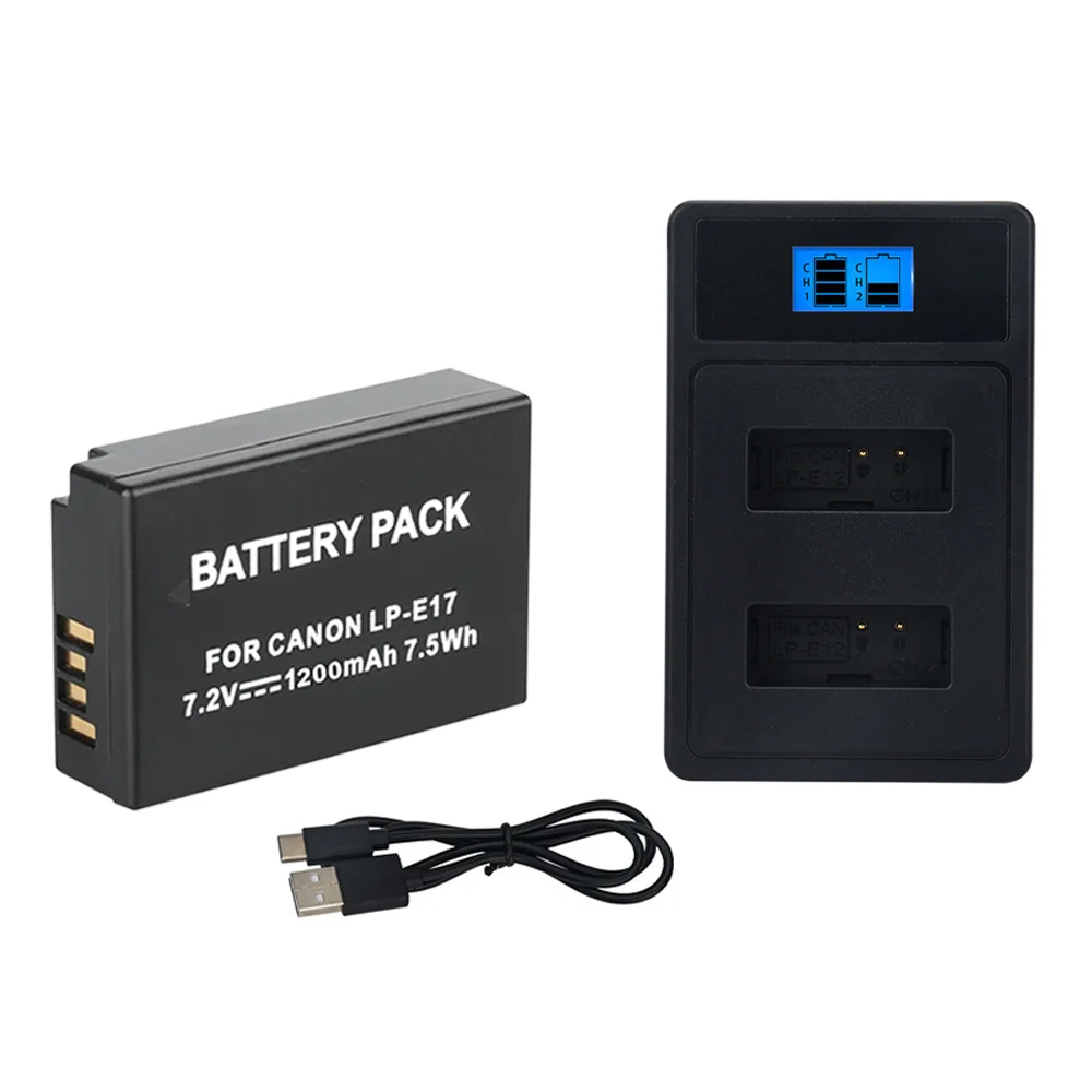 LED Dual Charger 1200mah LP-E17 LP E17 Camera Battery For Canon LPE17 EOS R8 RP R50 200D 250D M3 M5 M6 750D 760D T6s 800D T8i