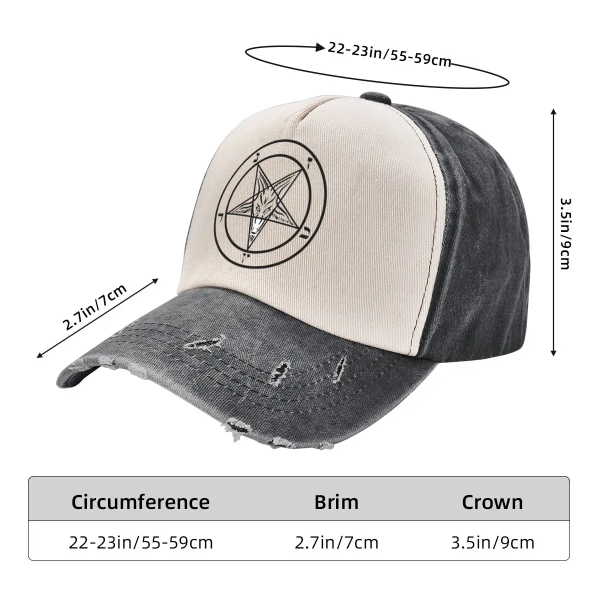 Baphomet Triple Moon Celtic Wiccan Satanic Pagan Church Of Satan Vikings berretto da Baseball cappelli per camion berretti con visiera solida