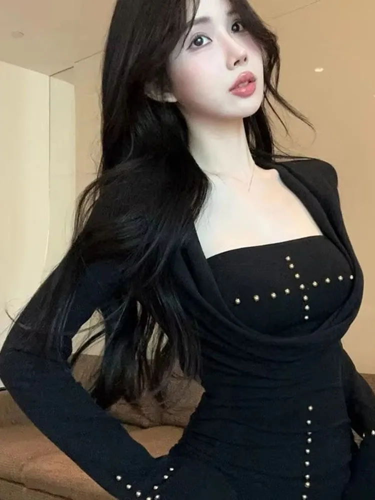 Y2K Hot Girl Tube Top Inner Wear Deep V-Neck Cover-Up Women Autumn Winter New Slim Fit Sexy Beautiful Top