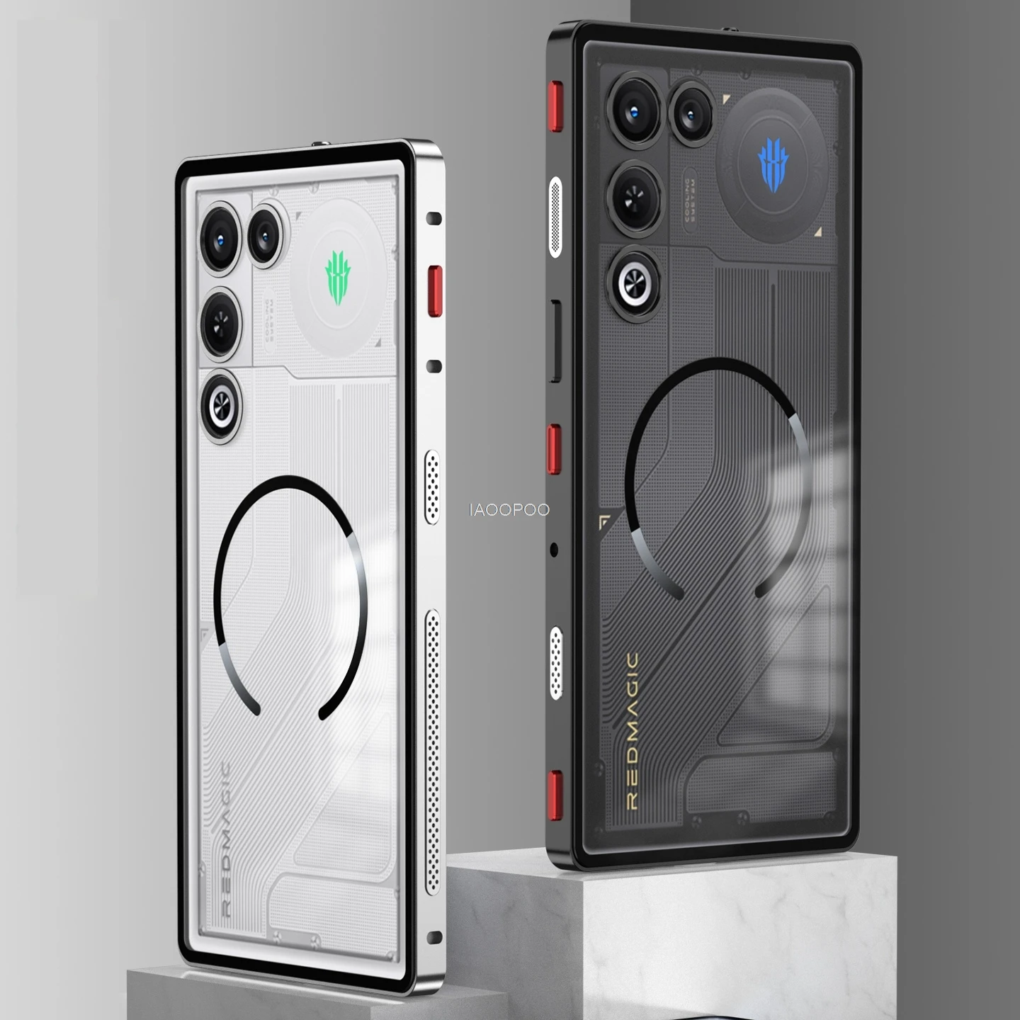 Aluminium-Metallrahmen, mattierte transparente Handyhülle für Nubia RedMagic 11 Pro Plus 11Air, magnetische kabellose Ladehülle