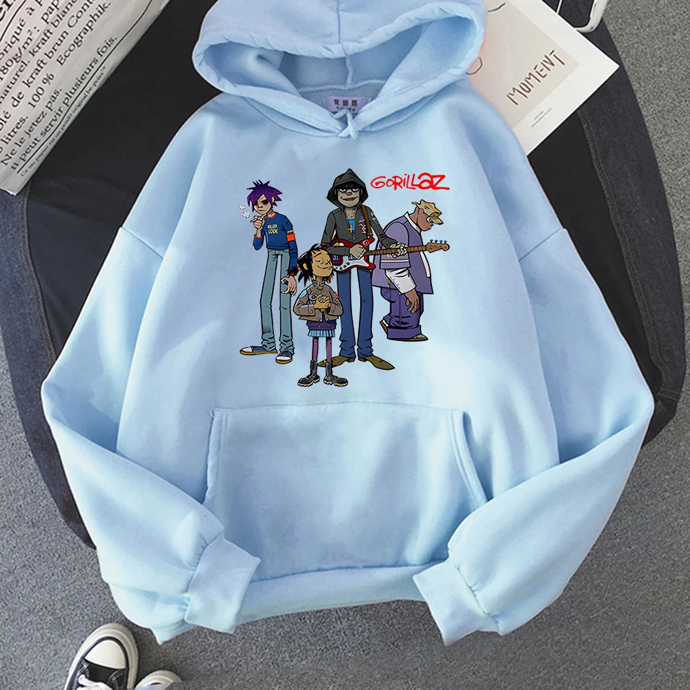 Nhạc Xuân Gorillaz Áo Hoodie Cao Cấp Nữ Dạo Phố Hip-Hop Quần Áo Trang Phục Áo Khoác Hoodie Oversize Áo Nỉ Mũ Quần Áo Cao Cấp