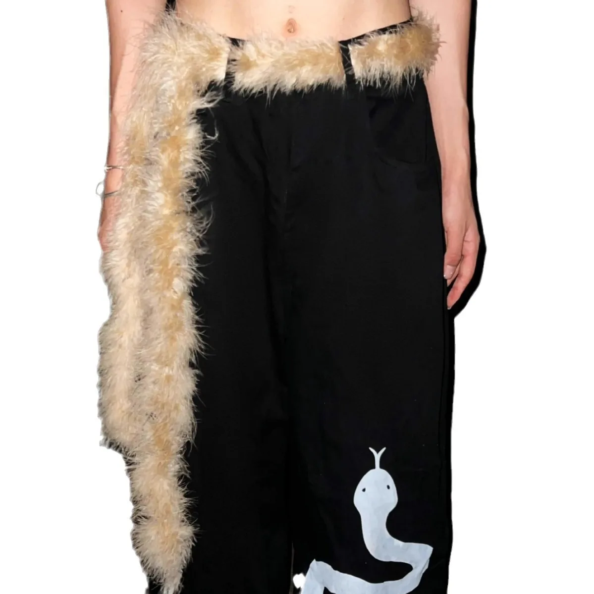 حزام طويل منفوش Y2K الألفية الساخنة فتاة نمط عصري الخصر سلسلة حبل وشاح معلق الديكور المرحلة الديكور