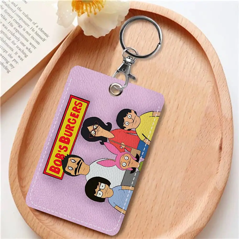 B-Bobs B-Burgers Anime Holder Keychain With Keychain For Access Card Bus Pass & Card Credit ID Bank Card Protective Case
