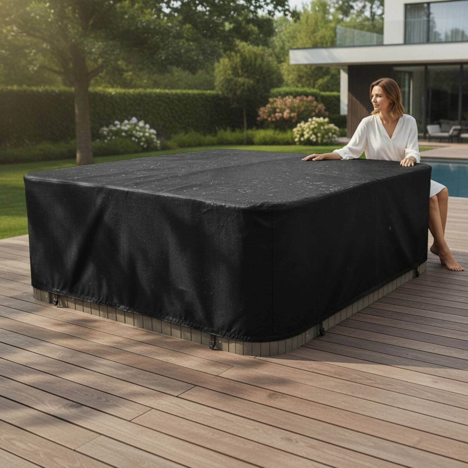 Square Hot Tub Cover Lightweight Hot Tub Cover Protector Heavy Duty Defensive for Homeowners, Backyard, Patio