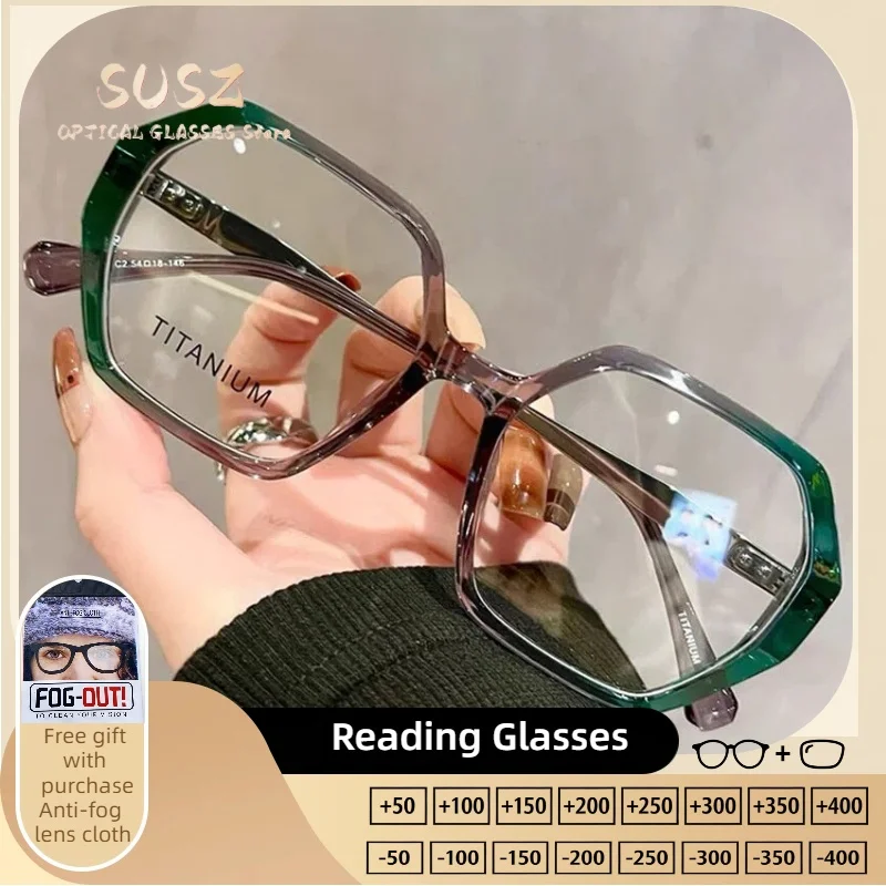 

SUSZ Everyday Wear TR90-Metal Women Reading Glasses Anti Blue Light Myopia and Hyperopia Photochromic Prescription Eyewear Lens