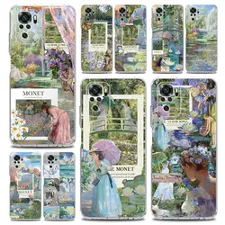 Phone Case For Xiaomi Redmi Note 13 12 5G 9S 9 8 10 11 Pro Plus 4G 9T 13C 12C10C 9C 9A 7 Clear Cover Claude Monet Art