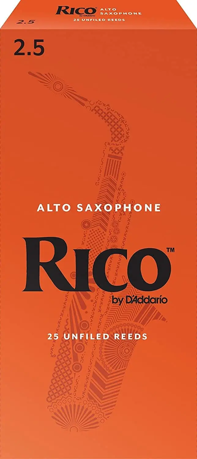 Alto Saxophone Reeds, Strength 2.5, 25-Pack for Smooth Playability and Durability