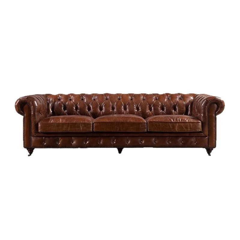 

American retro leather sofa, European living room size apartment, sofa