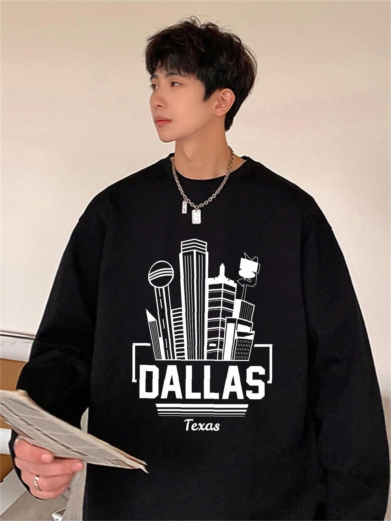 Dallas Designer Brand Men Autumn Tops Long Sleeve T-shirts Hip Hop Oversize Streetwear Fashion Male Vintage Casual Tees Cotton