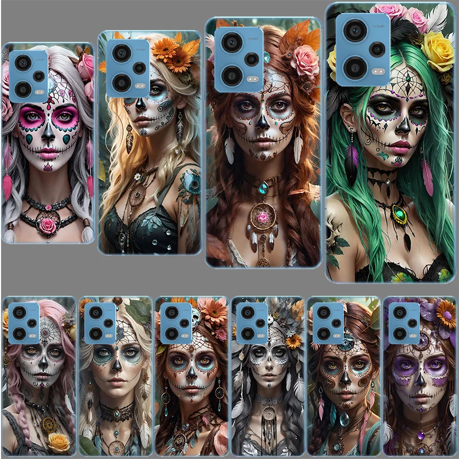 Dreamcatcher Sugarskull Case for Redmi Note 12 Pro 11 Pro Plus 12S 11S 11T 11E 10 5G 10S 9S 9T 9 8T 8 7 Phone TPU Clear Cover