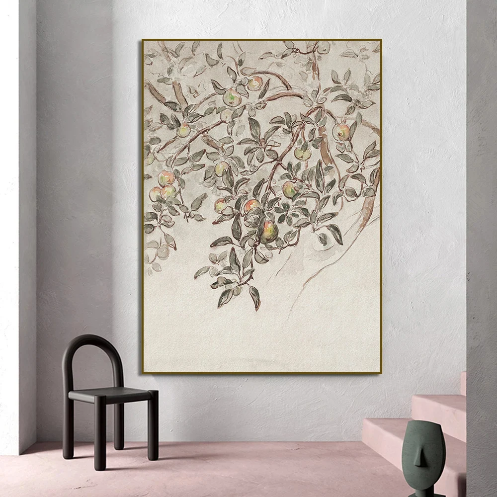 Vintage Jug Wild Flower Still Life Canvas Painting Neutral Country Kitchen Print  Moody Pear  Sheep Nursery Botanical Wall Decor
