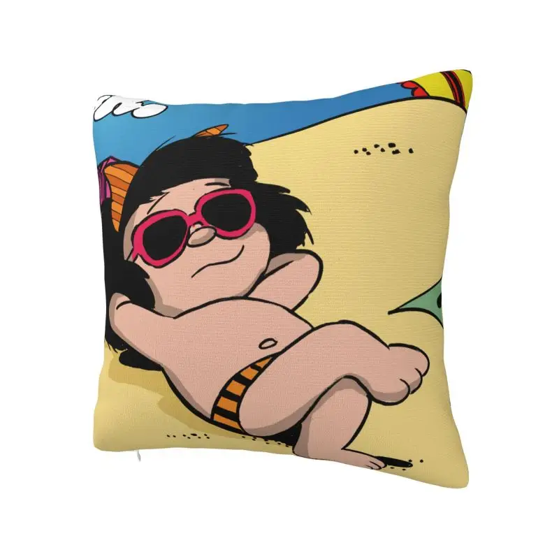 Funny Mafalda Summer Time Cushion Cover 60x60 cm Polyester Velvet Throw Pillow Case For Sofa Car Seat Home Decor Pillowcase