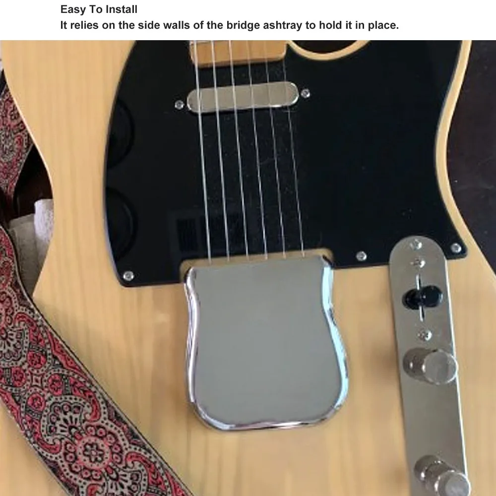 

Chrome Plated Guitar Bridge Cover Easy To Install Metal Tele Bridge Cover Replacement Part​ Ashtray Bridge Cover