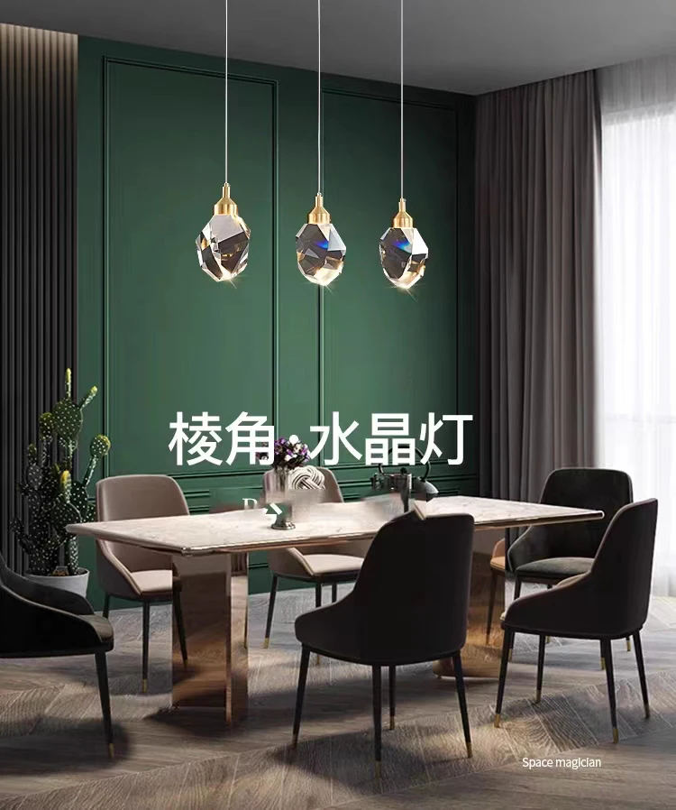 Light Luxury K9 Crystal Small Dhandelier Modern And Minimalist Restaurant Light Bar Counter Bedroom Bedside Long Line Light