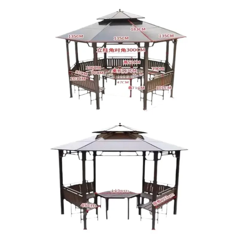 

Открытая беседка, шестиугольный павильон, вилла, двор, сад, тент, навес, солнечная доска, беседка для отдыха, восьмиугольная пастораль