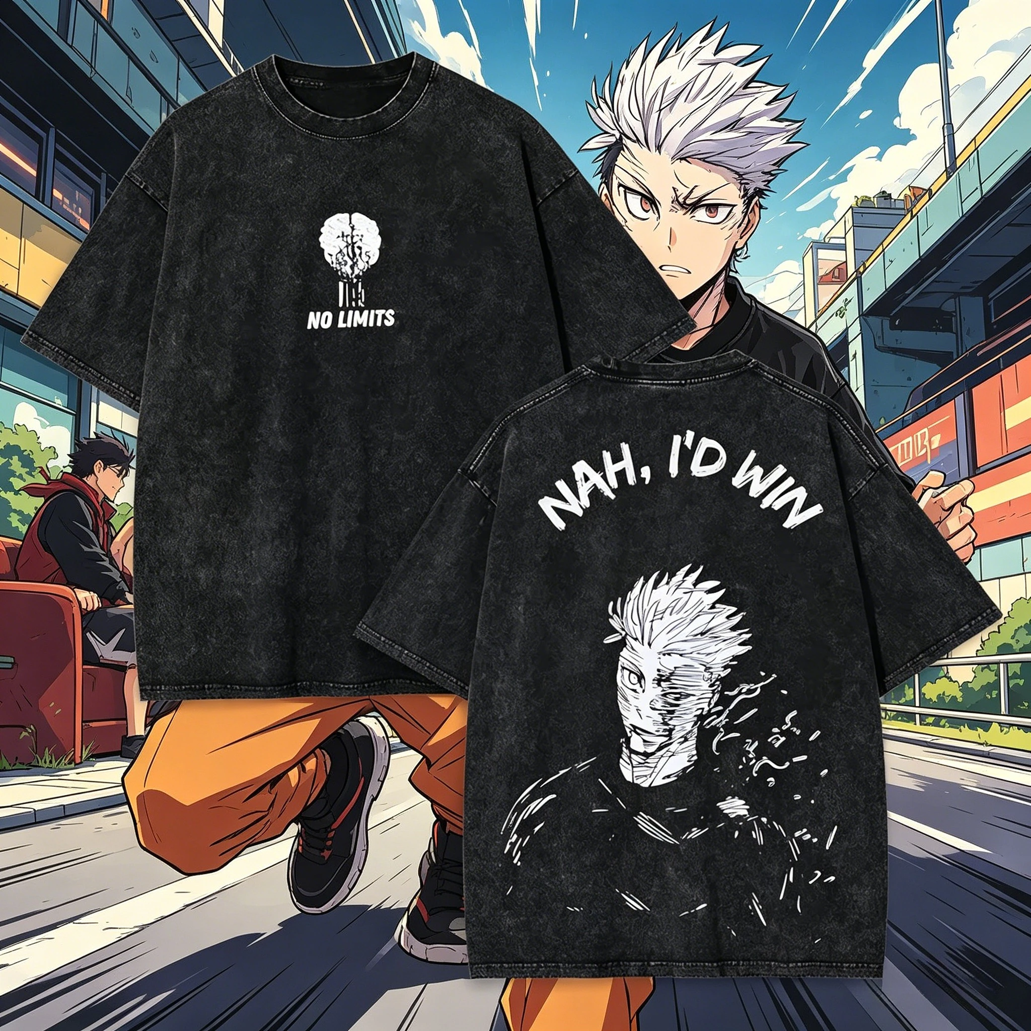 2026 Sommer Neu Anime Jujutsu Kaisen Gojo Satoru Grafik T-Shirt Vintage Washed T-Shirt Herren Damen Kleidung Oversized Baumwoll-Tee