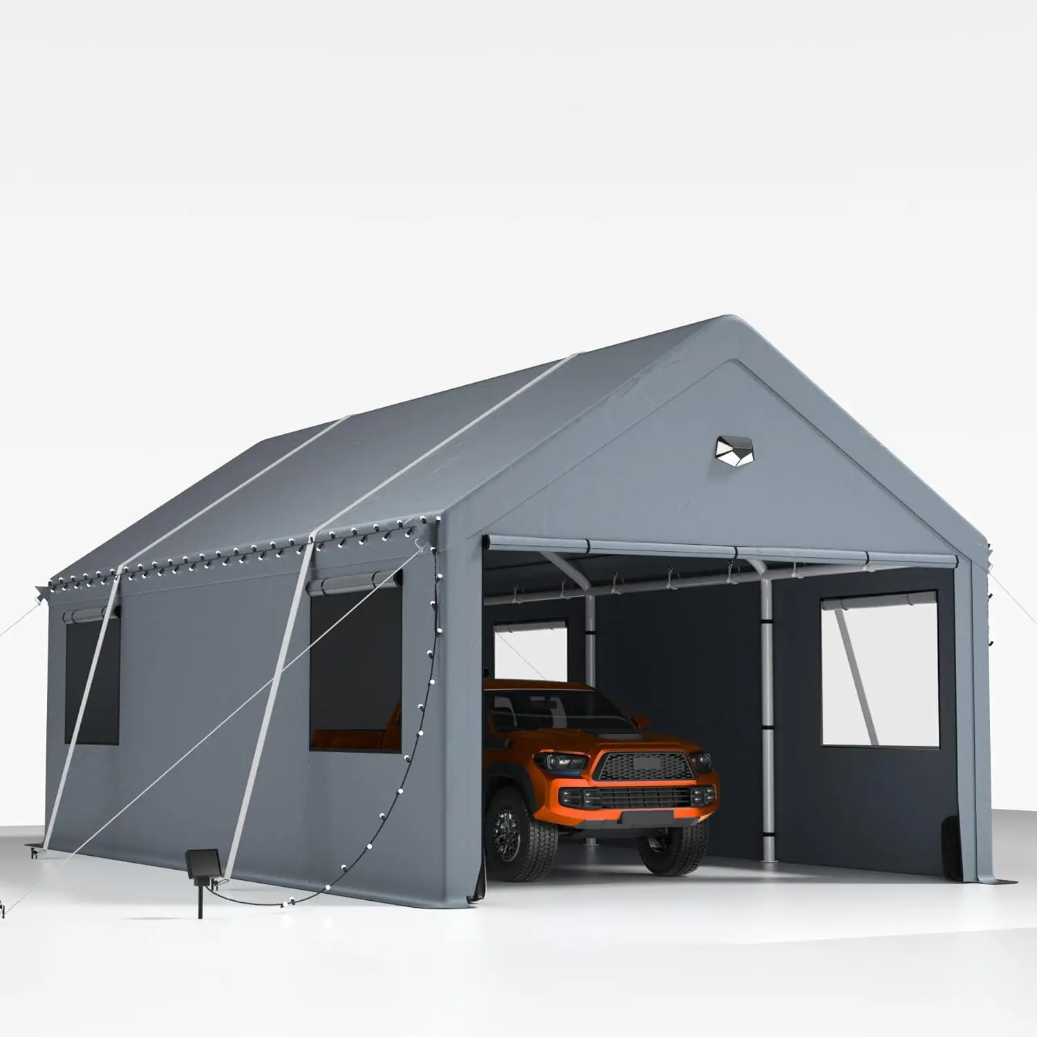 

Усиленный переносной навес-гараж 10x20 с рулонными окнами, всесезонным тентом, съемными стенами и крышей для автомобилей, внедорожников, лодок, на заказ