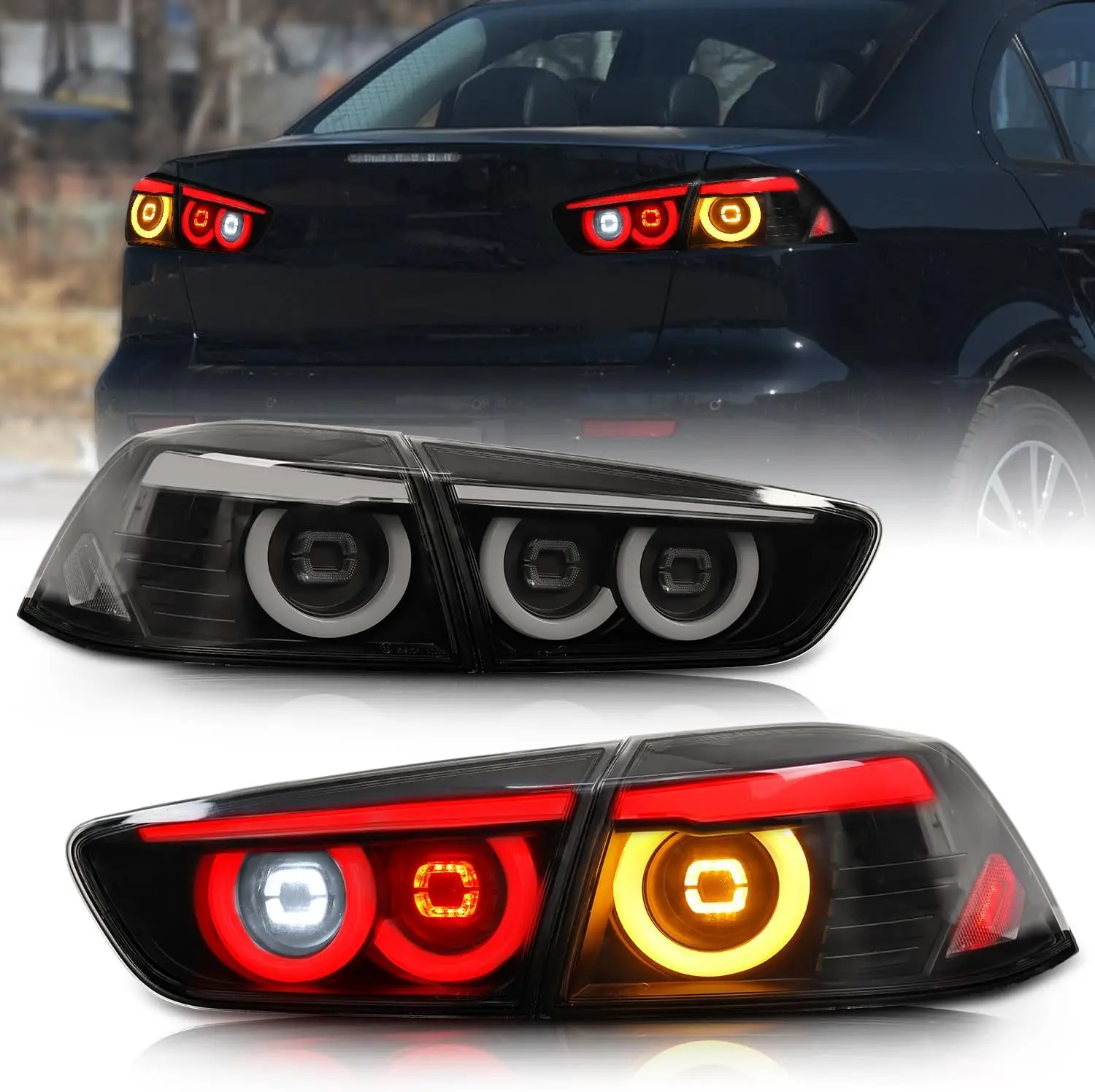 

LED Tail lights for Mitsubishi Lancer EVO X(GSR) 2008-2020 Sequential Turn Signal Rear Lamp Start Up Animation