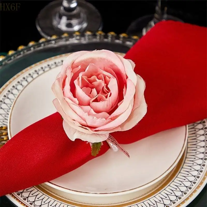 HX6F Romantics Rose Rose Rings Easters Home Table Decoration Hotel Rings Rings