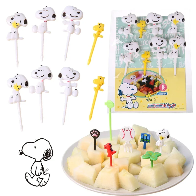 

Snoopy Mini Forks Food Picks for Kids Cute Fruit Fork Bento Box Decor Reusable Cartoon Children Snack Cake Dessert Lunch Pick