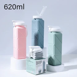 620ml Folding Silicone Water Bottle Sports Water Bottle Outdoor Travel Portable Water Cup Running Riding Camping Hiking Kettle