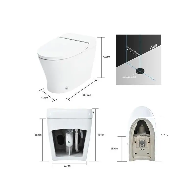 

Compact Smart Heated Seat Toilet, Dual Flush 1/1.28 GPF, Tankless Design, Adjustable Temp Heated Seat, Foot Sensor Flush, White