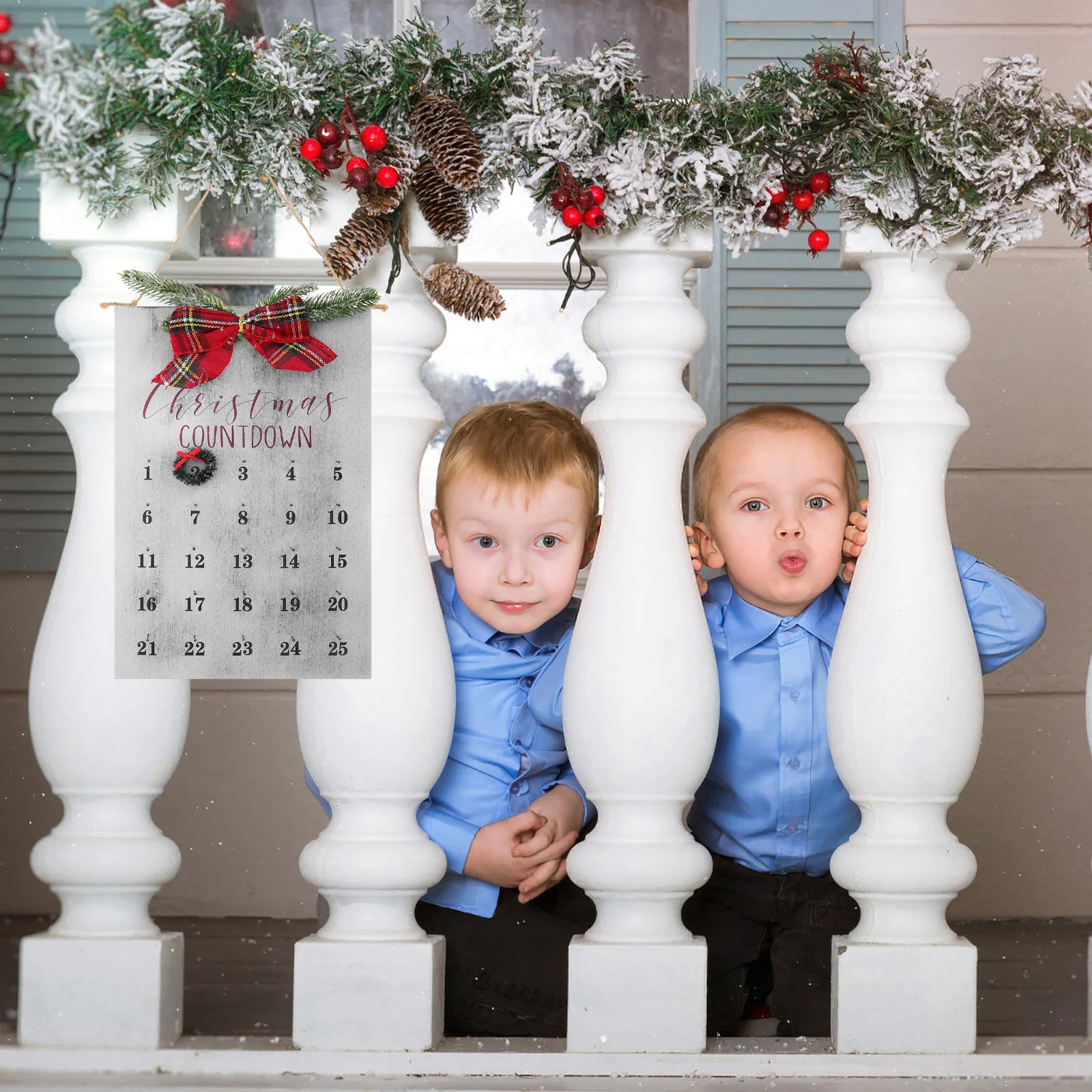 

Wooden Xmas Countdown Calendar 25 Days Rustic Wreath Hanging Holiday Decor Time Management Festive Centerpiece