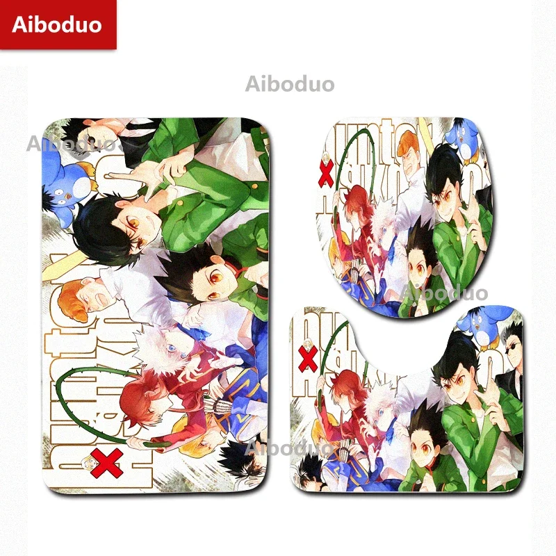 Aiboduo Customizable Anime HUNTER×HUNTER Non Slip 3pcs/set Toilet Lid Cover Set Home Decoration Contour Bat Mat Bathroom Carpet