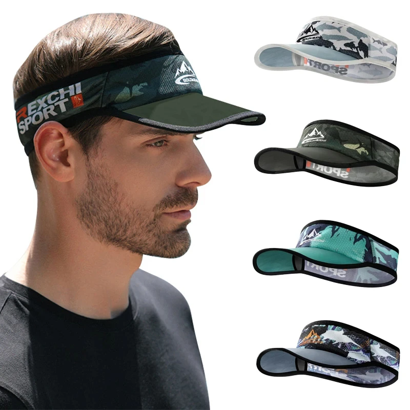 Cooling Stretchy Visor Men Mesh Baseball Cap Top Empty Tennis Golf Cap Lightweight Running Sun Protection Visor No Slip Sun Hat