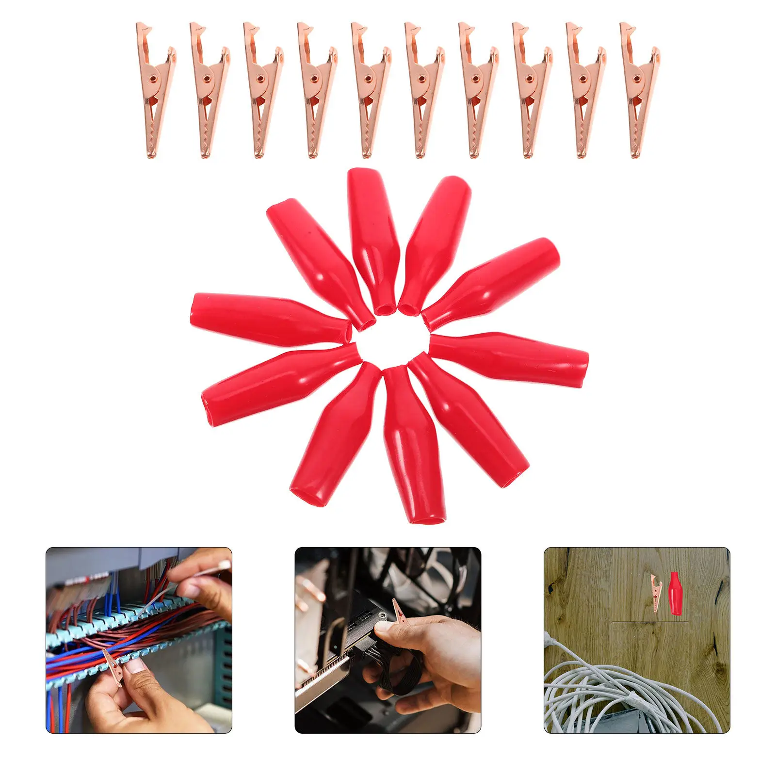 10Pcs Sturdy Purple Copper Alligator Clips Non Damaging Electrical Testing Clamps Compact Lightweight for Electric Work Lab Use