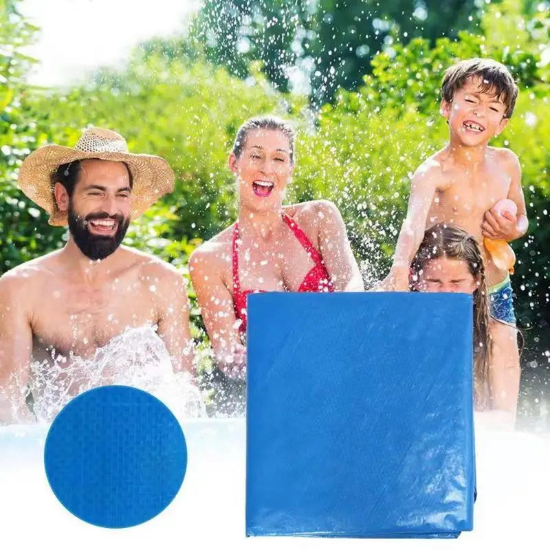 Inflatable Pool Cover Waterproof Dustproof Drawstring Pools Protector Blue UV Proof Rectangle Cover For Yard Blow Up Pool