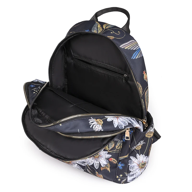 Butterflies Print Laptop Backpack Nylon Student Schoolbag Large Capacity Cute Fashion Simple Floral for Outdoor Camping Satchels