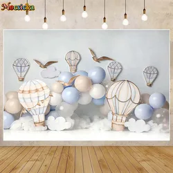 Mocsicka Hot Air Balloon Kids Birthday Backdrop Boy First Cake Smash Party Photography Backgrounds Photo Studio Photoshoot Props