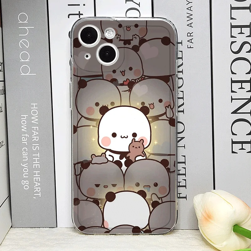 Simpatico orso animale BUBU DUDU Coppia Custodia per telefono per IPhone 16 Pro Max 15 14 13 12 11 Mini X XR XS SE2 7 8 14 Plus Copertina morbida accoppiata
