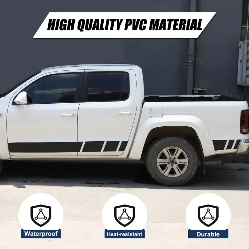 For VW Volkswagen Amarok 2011-2018 PVC Car Door Side Skirt Stripes Post Vinyl Stickers Trim Decorative Accessories