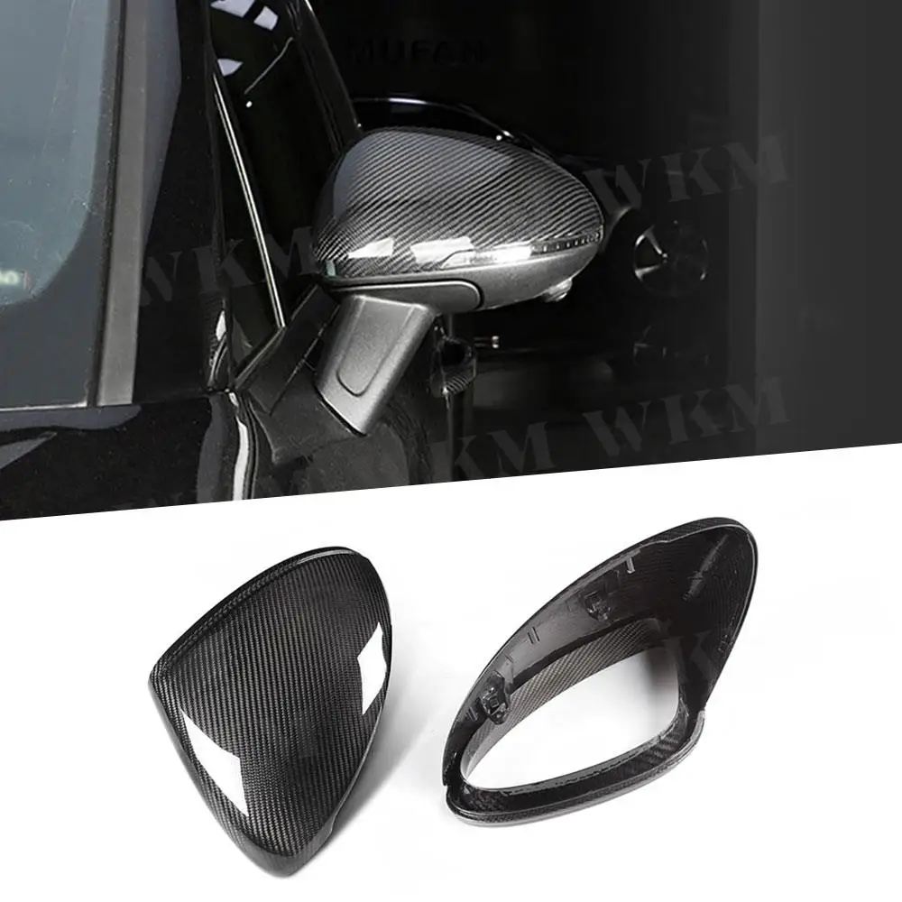 Dry Carbon Fiber Door Side Rearview Mirror Covers Shell Trim For Porsche Cayenne 958.2 2015-2016 Without lane Assist