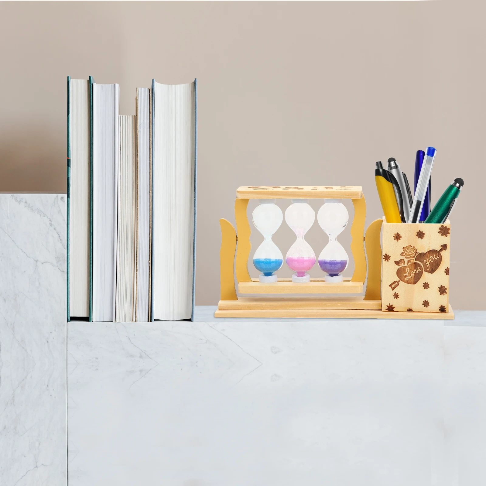 

Double Heart Pen Holder Novelty Small Desktop Decorative Display Stand Cute Cup Pencil Container Unique