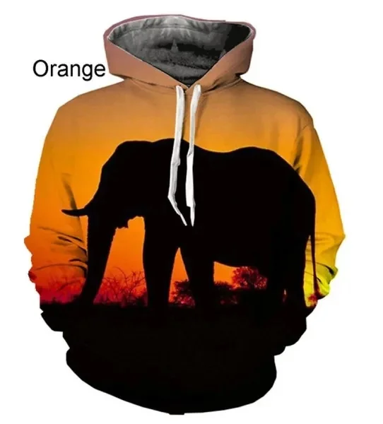 

2023 New Fashion Elephant Print Men Women 3D Hoodie Oversize Casual Streetwear Long Sleeve Pullover Tops Animal Hoodies XS-6XL