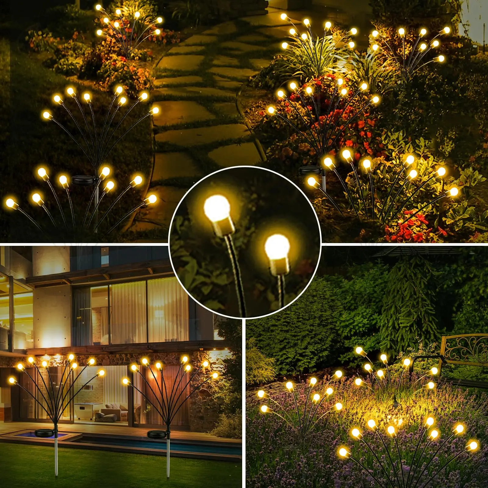 Imagem -02 - Luzes Solares Impermeáveis ao ar Livre Jardim Swway by Wind Firefly Lights For Pathway Wedding Party Decorações Pacote 110