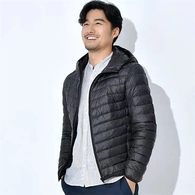 New Men's Hooded Casual Down Jacket  Large Size 2024 Autumn  Winter Mens Clothing Solid Short Down Jackets Zipper Coats S-6XL