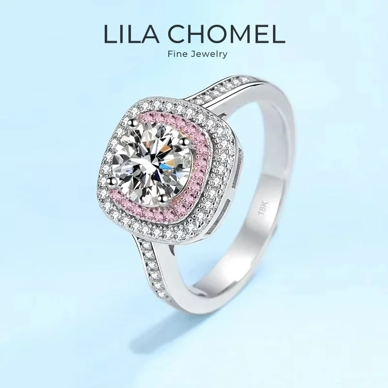 

Women Engagement 18K White Gold Wedding Bands 1CT Moissanite Diamond Girl Friend Birthday Gift PT950 Wife Valentine's Day Rings